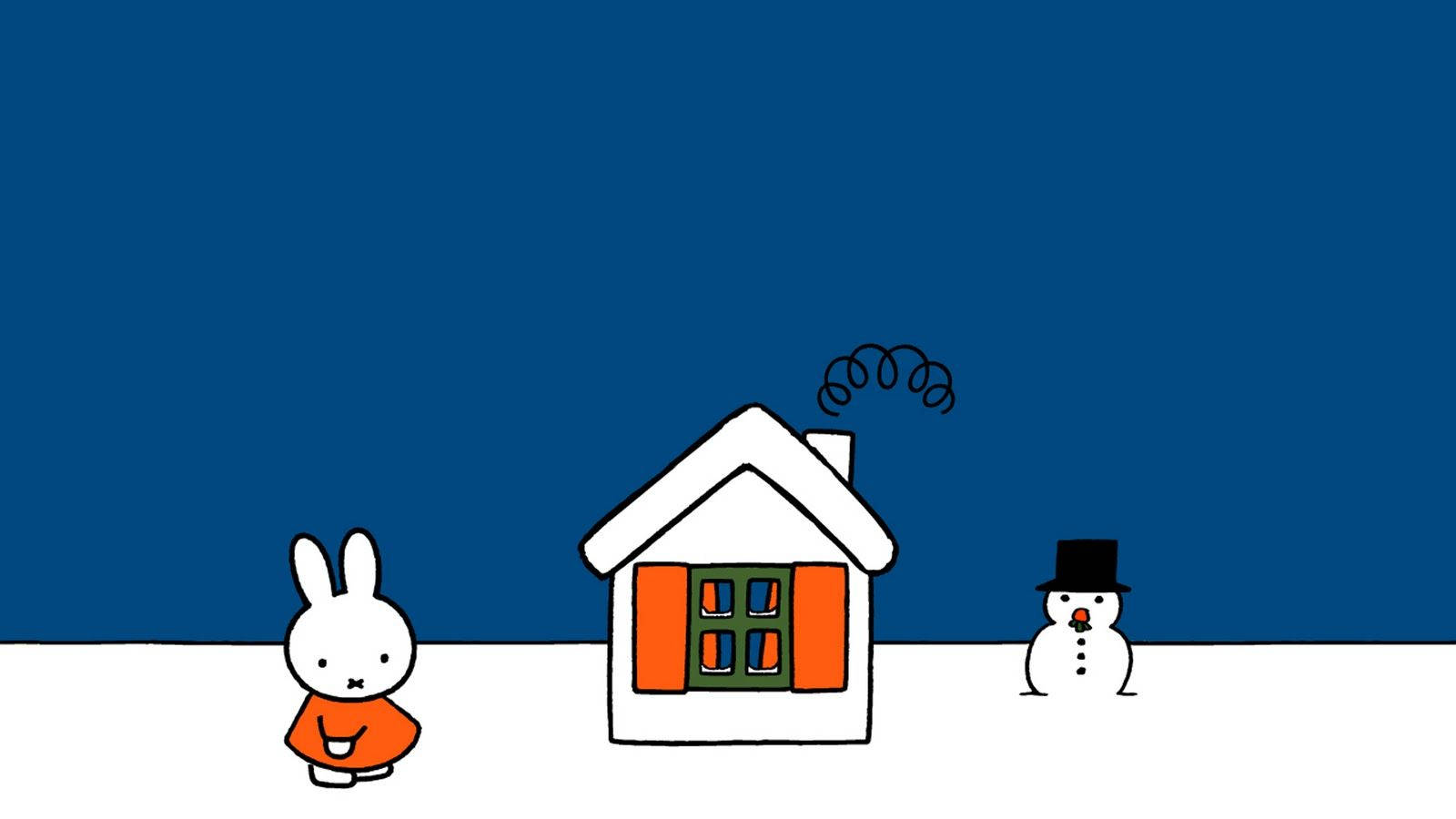 Miffy, snowy night, white rabbit, HD Desktop Wallpaper