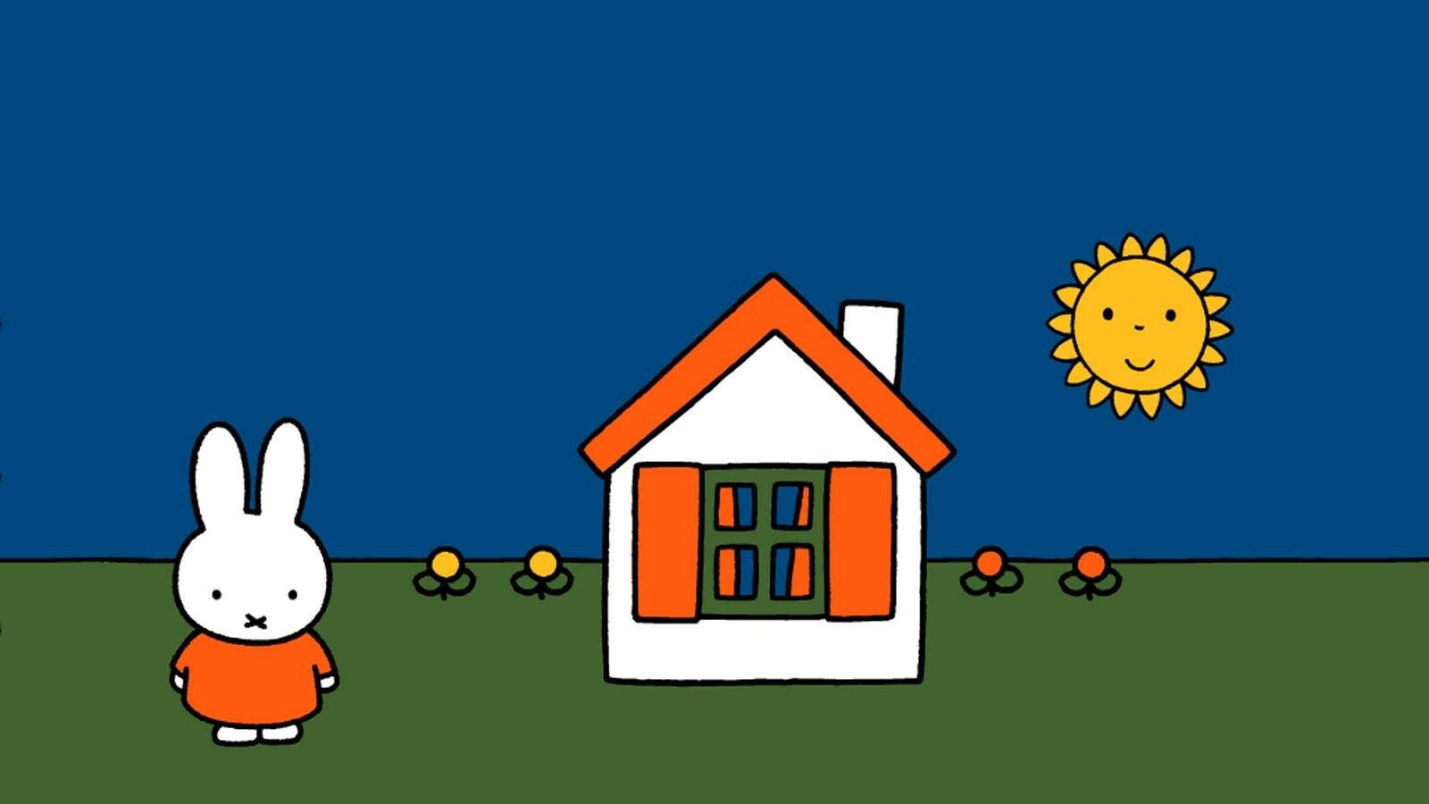 Miffy, white house, orange roof, HD Desktop Wallpaper