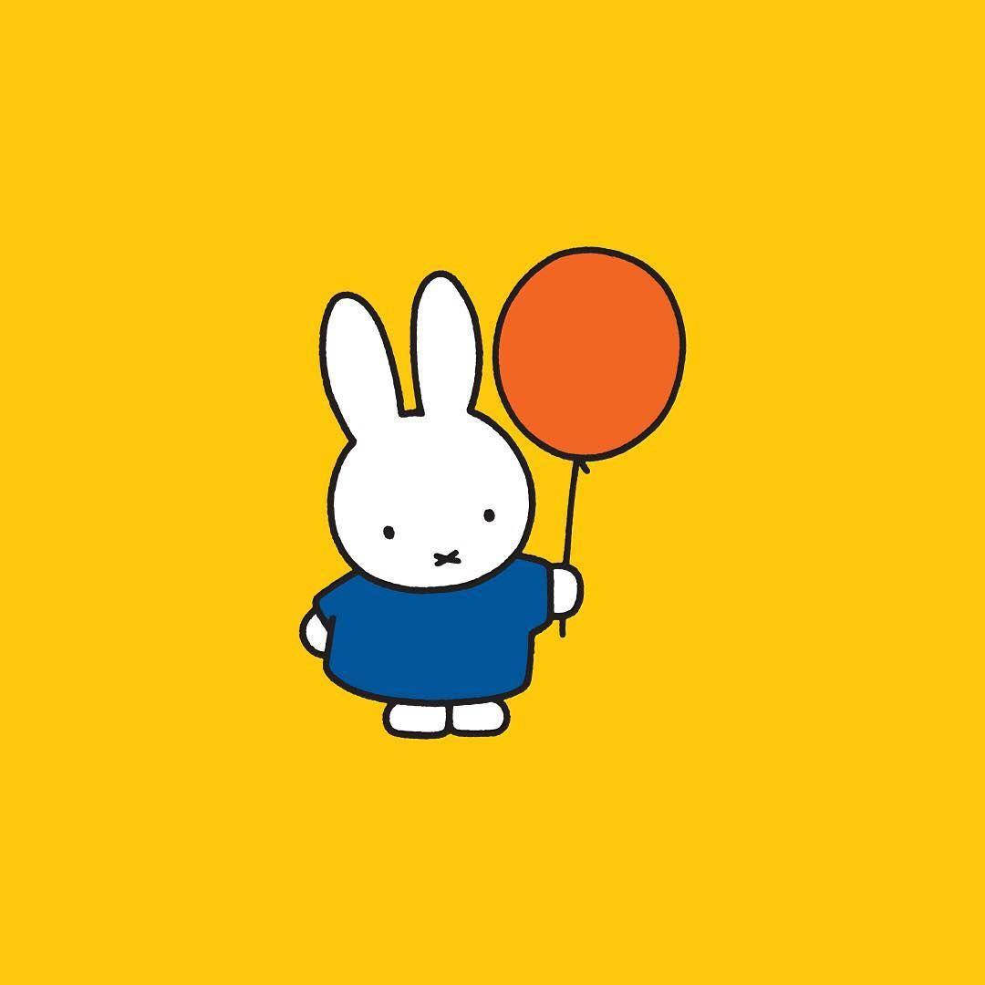 Miffy, orange balloon, blue dress, SD Desktop Wallpaper