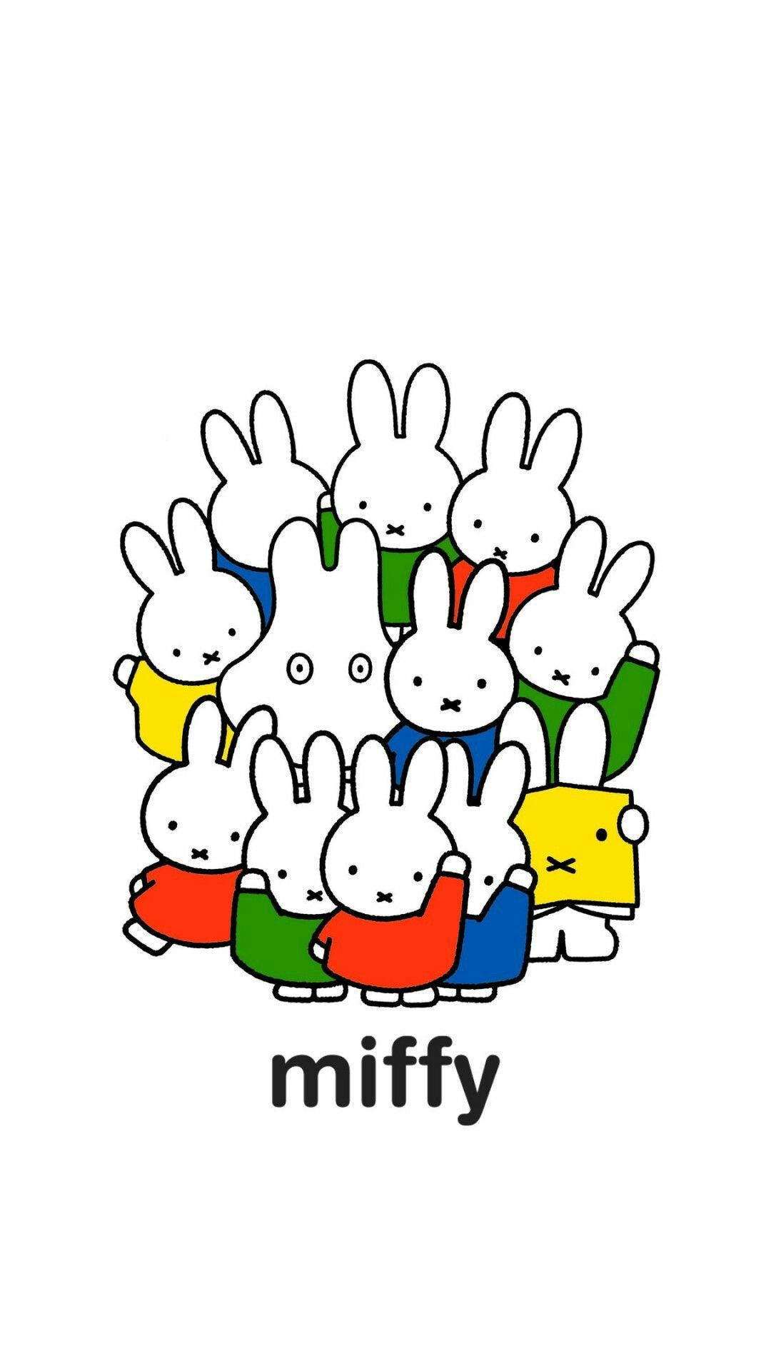 Miffy, cartoon rabbits, colorful outfits, Full HD Phone Wallpaper
