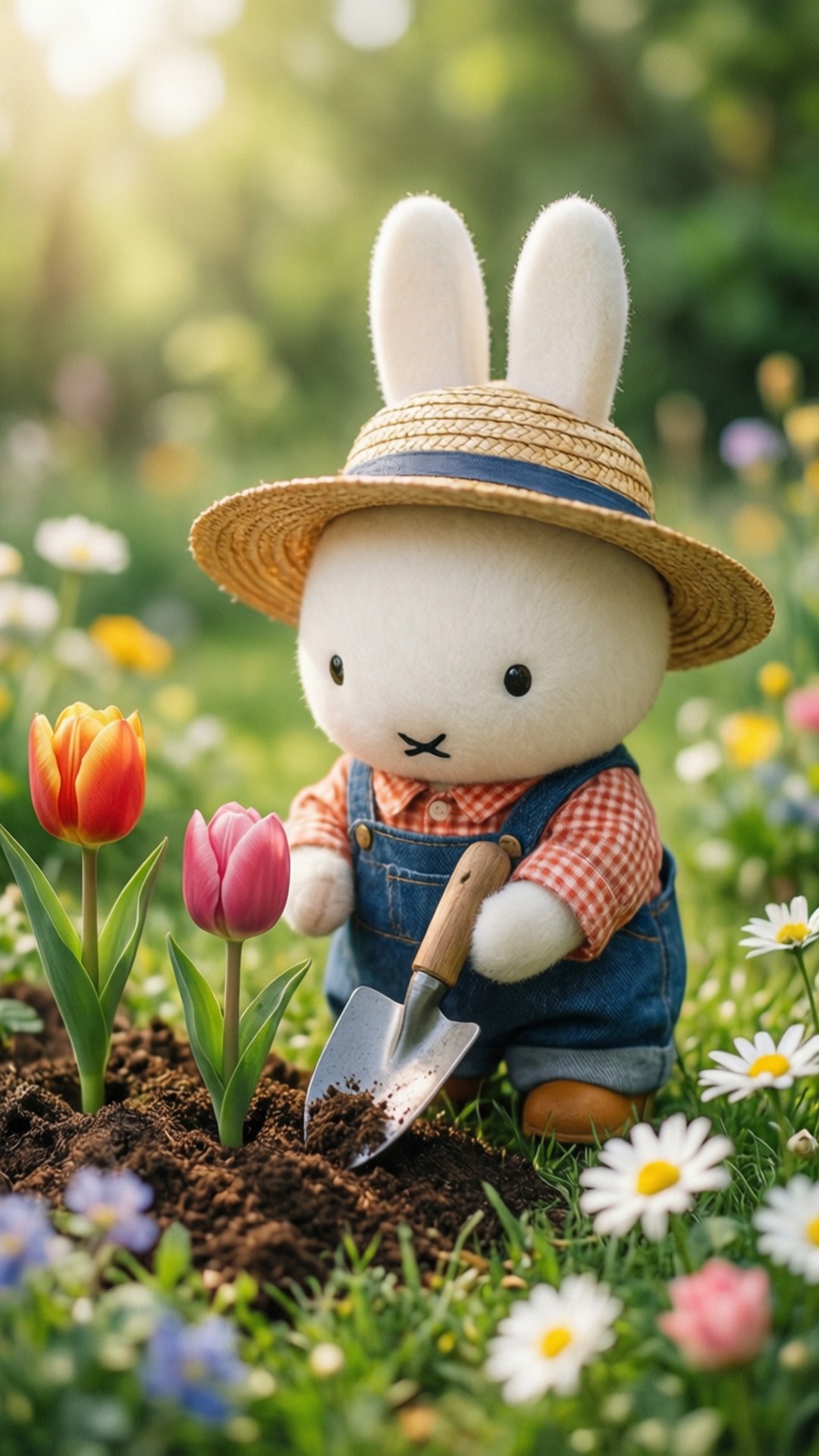 Miffy, straw hat, overalls, Full HD Phone Wallpaper