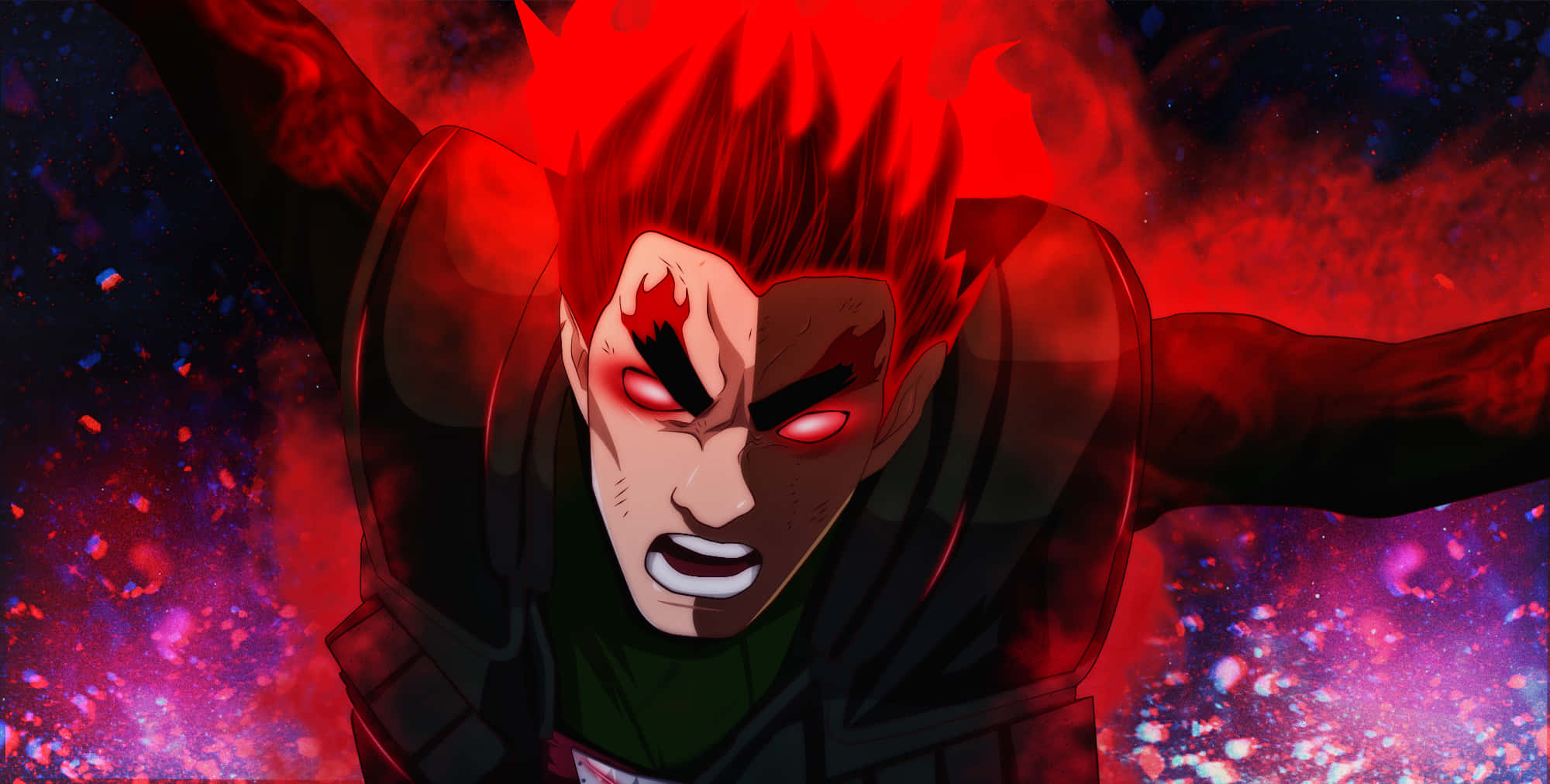 Might Guy, red hair, glowing eyes, Full HD Desktop Wallpaper
