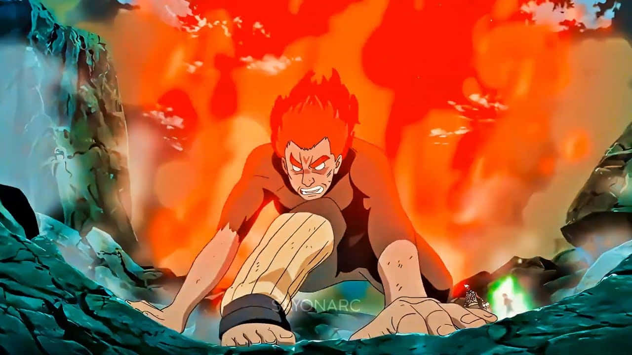 Might Guy, fiery red hair, glowing eyes, HD Desktop Wallpaper