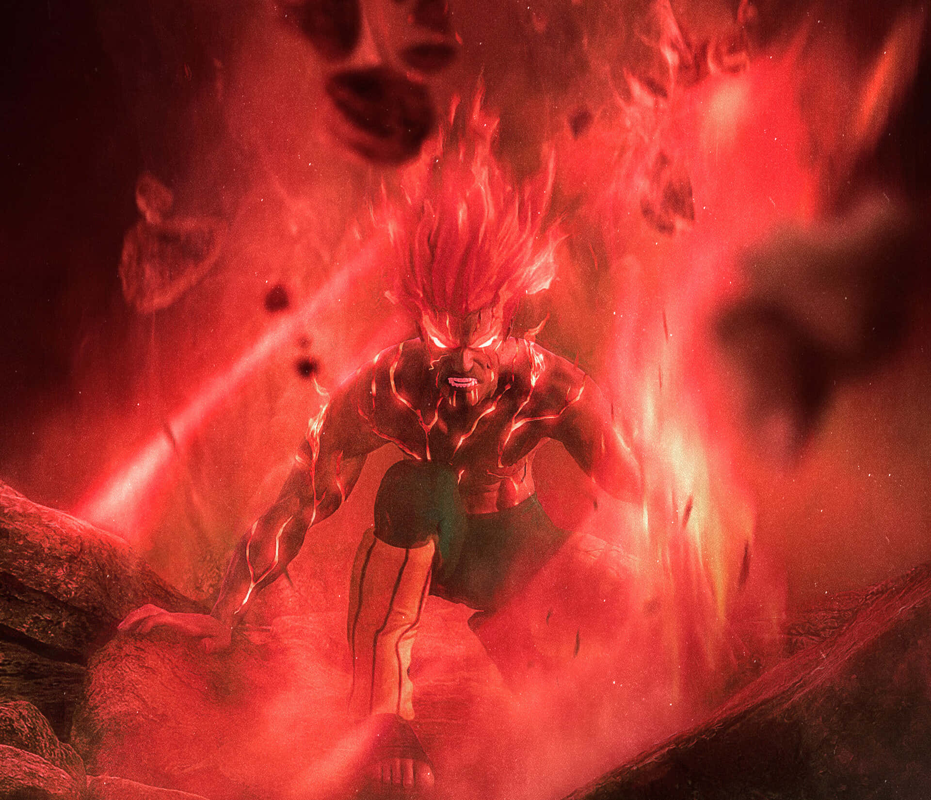 Might Guy, glowing red hair, glowing red eyes, Full HD Desktop Wallpaper