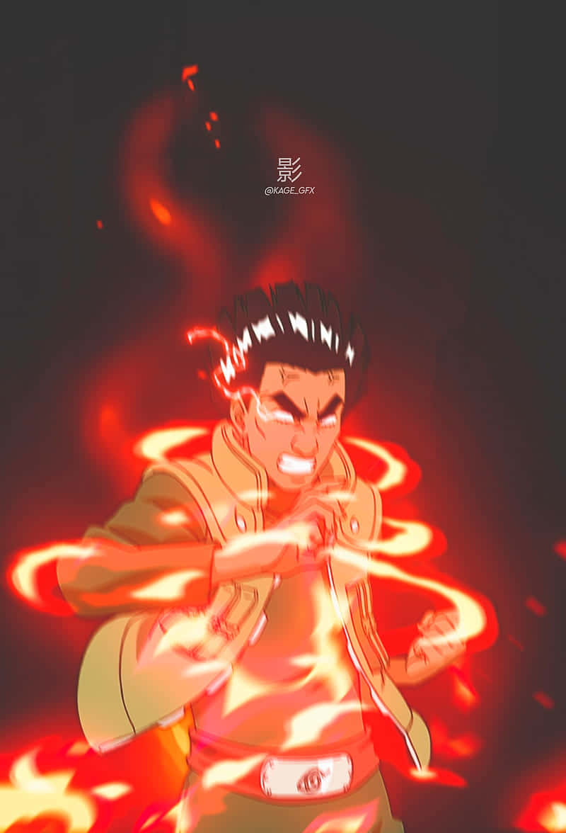 Might Guy, fiery chakra, glowing red energy, SD Phone Wallpaper