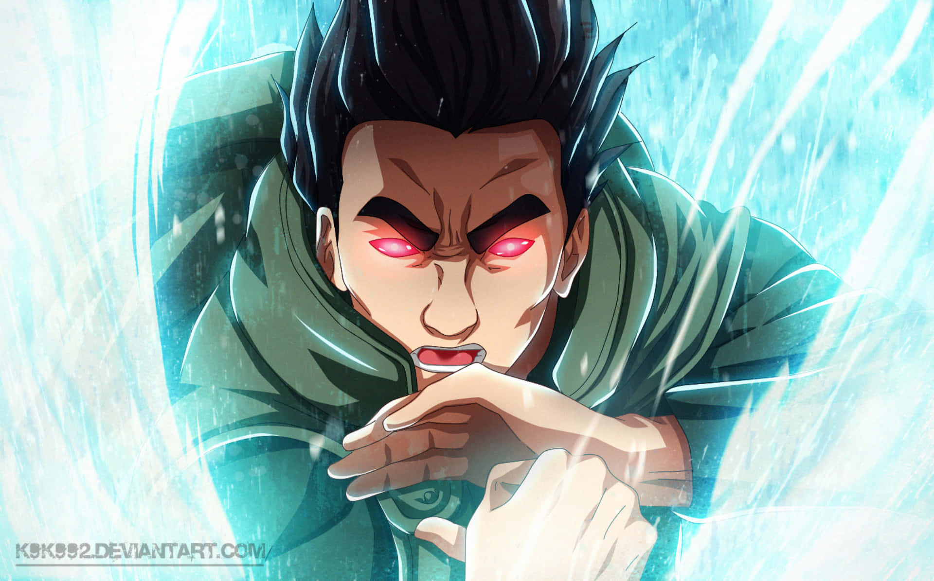 Might Guy, glowing red eyes, spiky black hair, Full HD Desktop Wallpaper