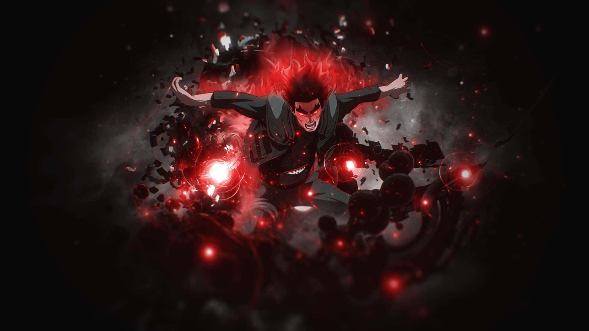 Might Guy, red hair, glowing red eyes, Full HD Desktop Wallpaper