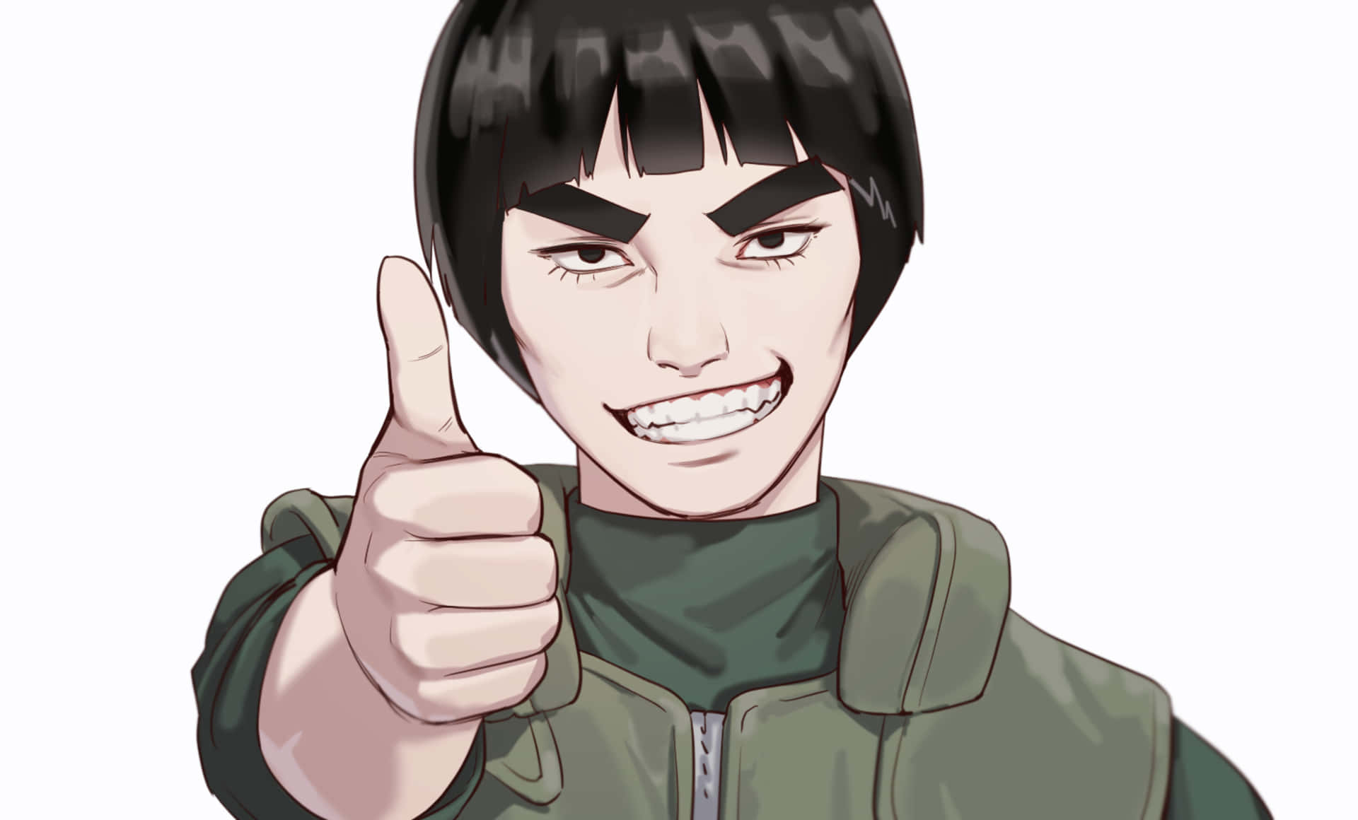 Might Guy, short black hair, green jacket, Full HD Desktop Wallpaper