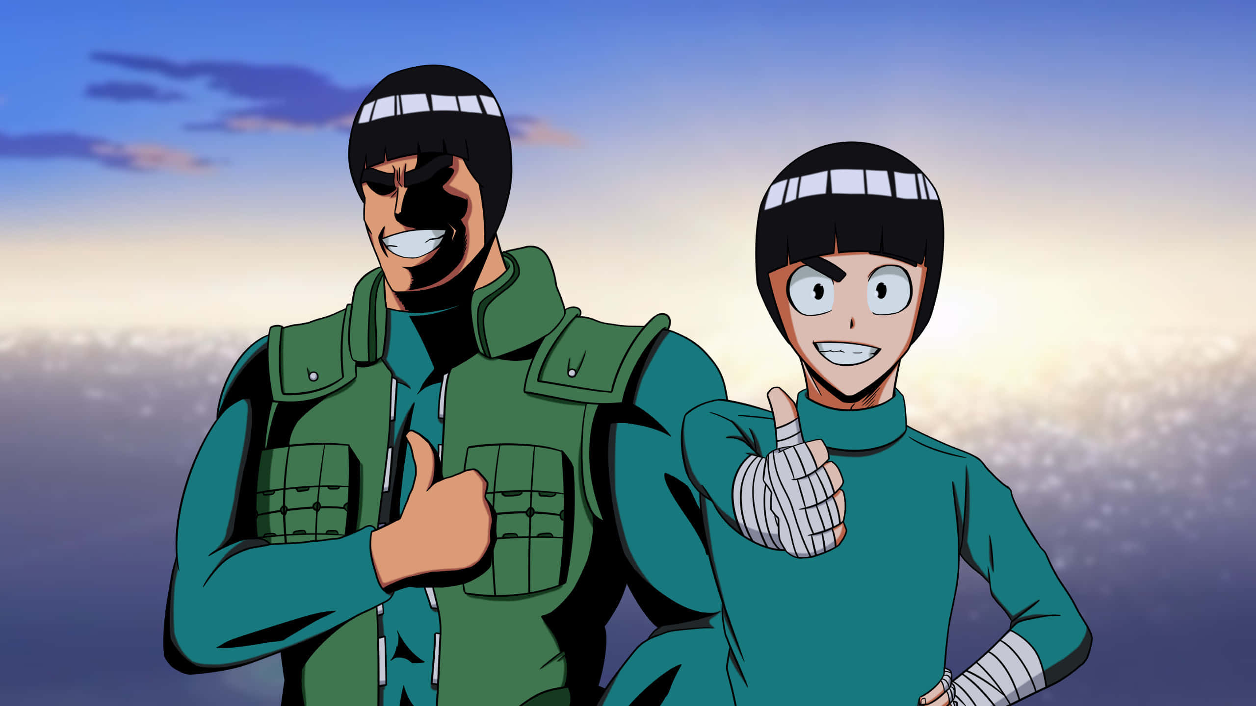 Might Guy, green uniforms, thumbs up, 2K Desktop Wallpaper
