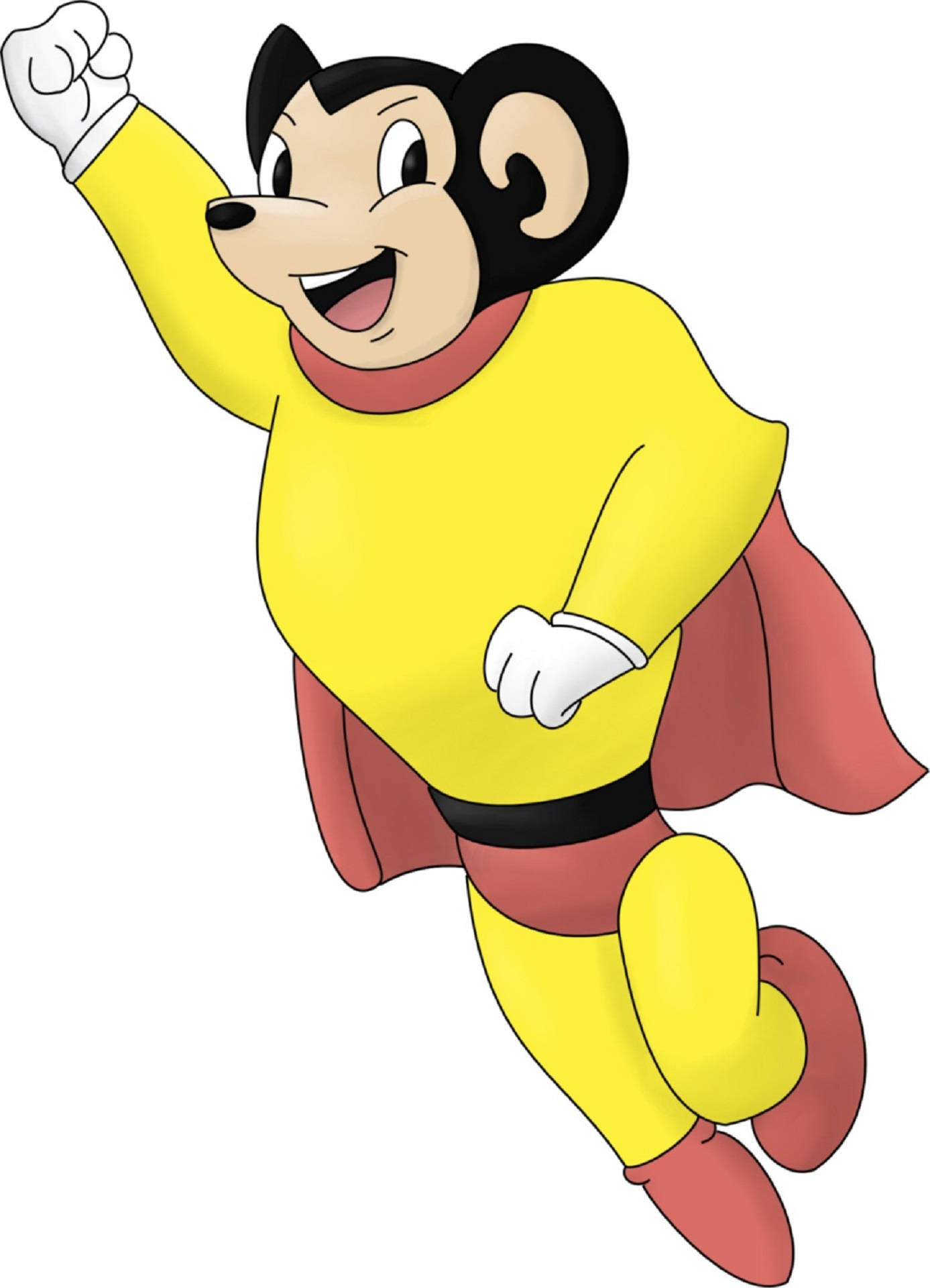 Mighty Mouse, yellow suit, red cape, Full HD Phone Wallpaper