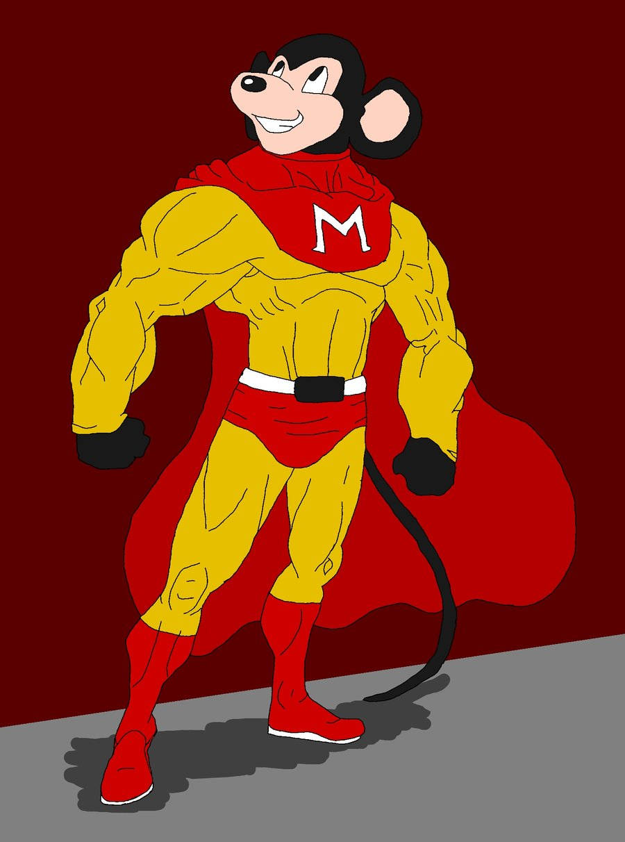 Mighty Mouse, yellow and red suit, cape, SD Phone Wallpaper