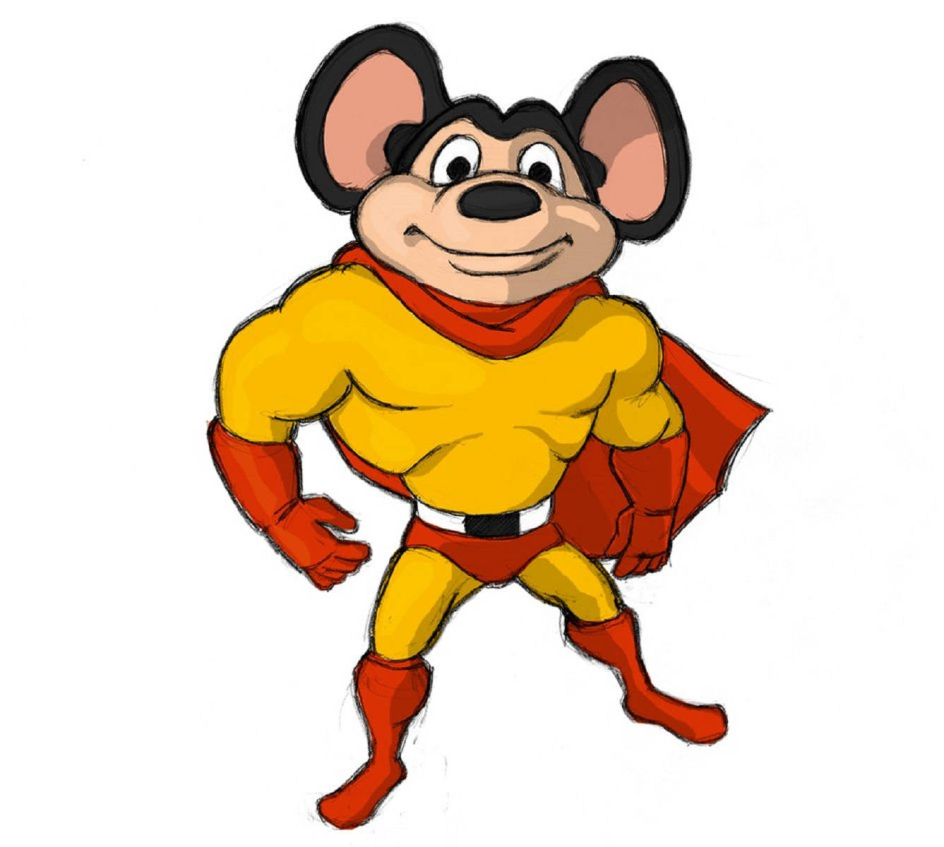 Mighty Mouse, yellow and red suit, cape, HD Desktop Wallpaper