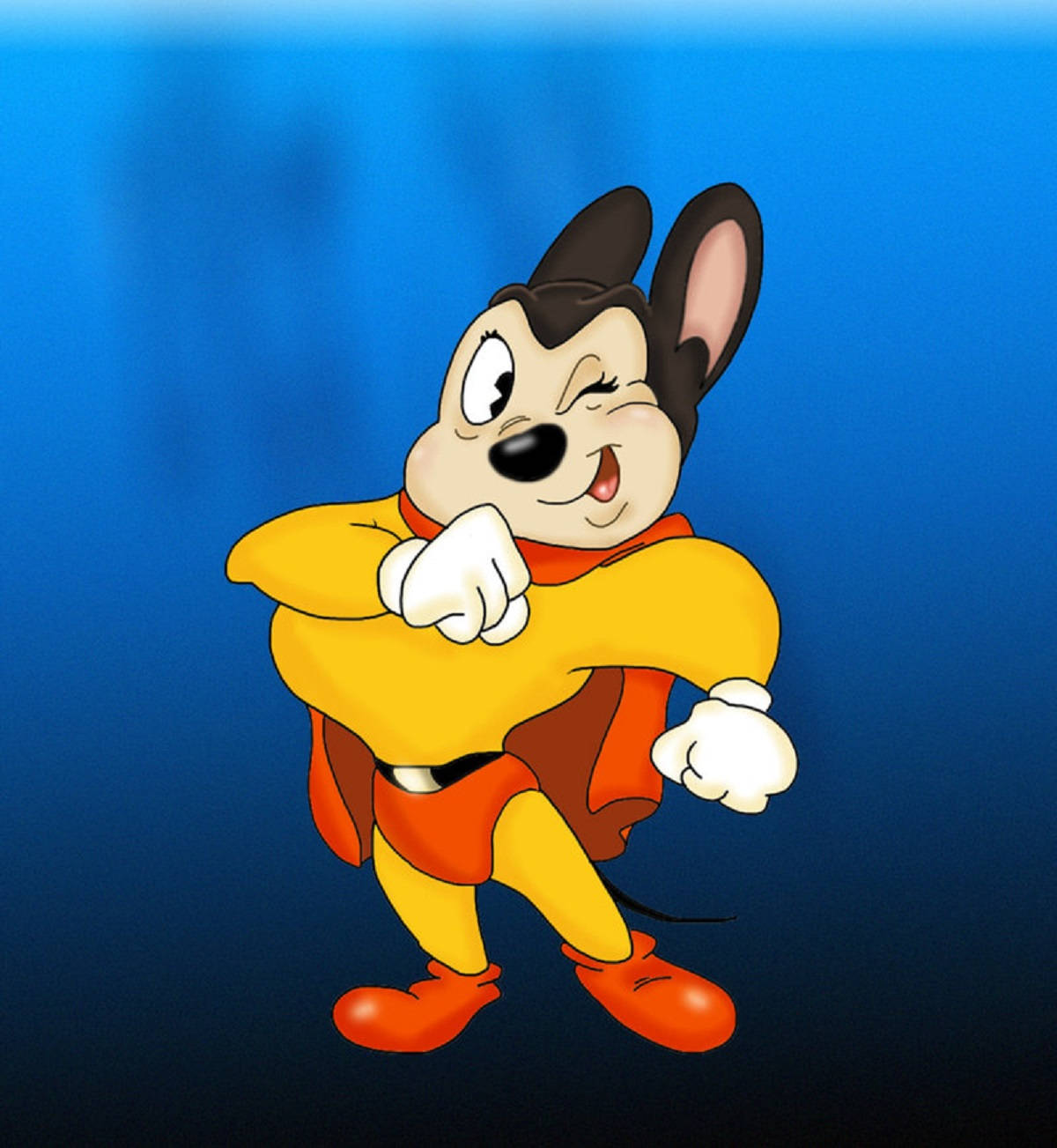 Mighty Mouse, yellow superhero outfit, cartoon portrait, HD Phone Wallpaper