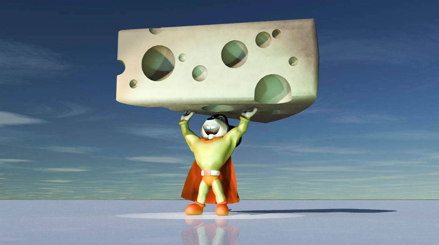 Mighty Mouse, red cape, Swiss cheese, HD Desktop Wallpaper