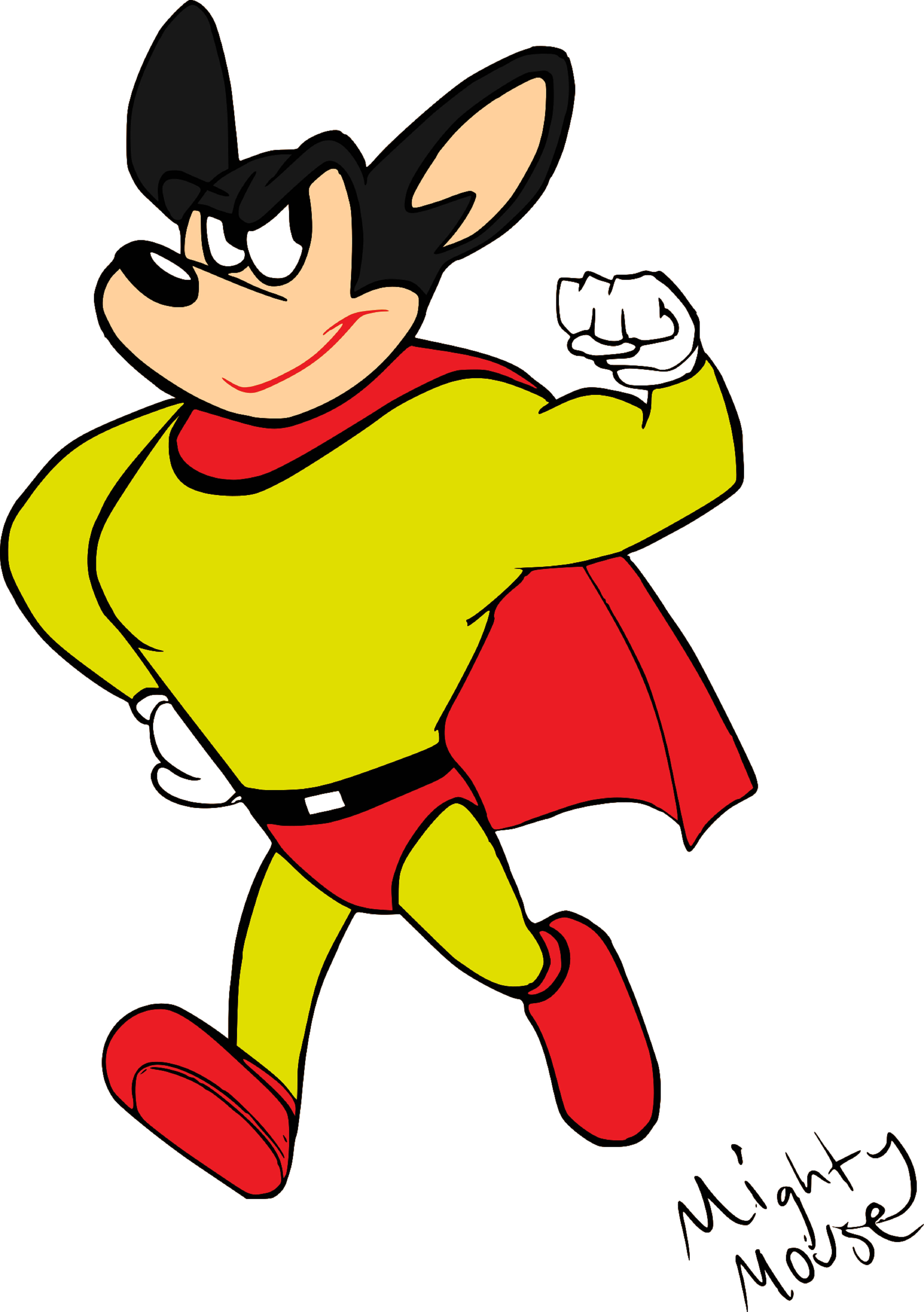 Mighty Mouse, yellow suit, red cape, 5K Phone Wallpaper