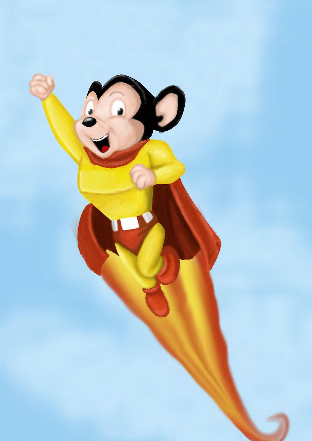 Mighty Mouse, yellow superhero suit, red cape, HD Phone Wallpaper