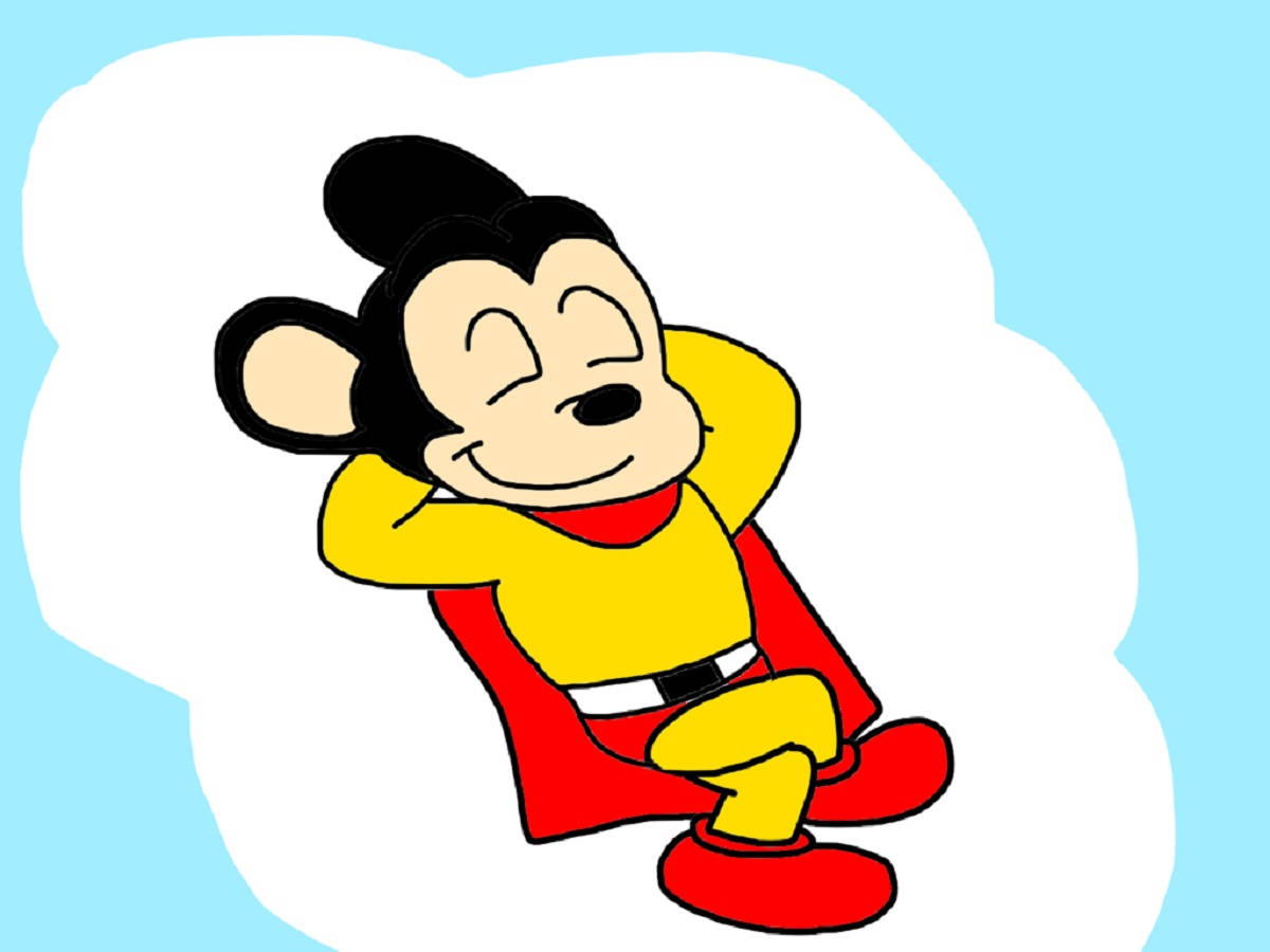 Mighty Mouse, red cape, yellow suit, SD Desktop Wallpaper