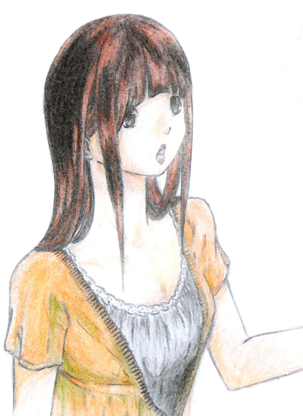 Miho Azuki, anime character sketch, brown hair, HD Phone Wallpaper