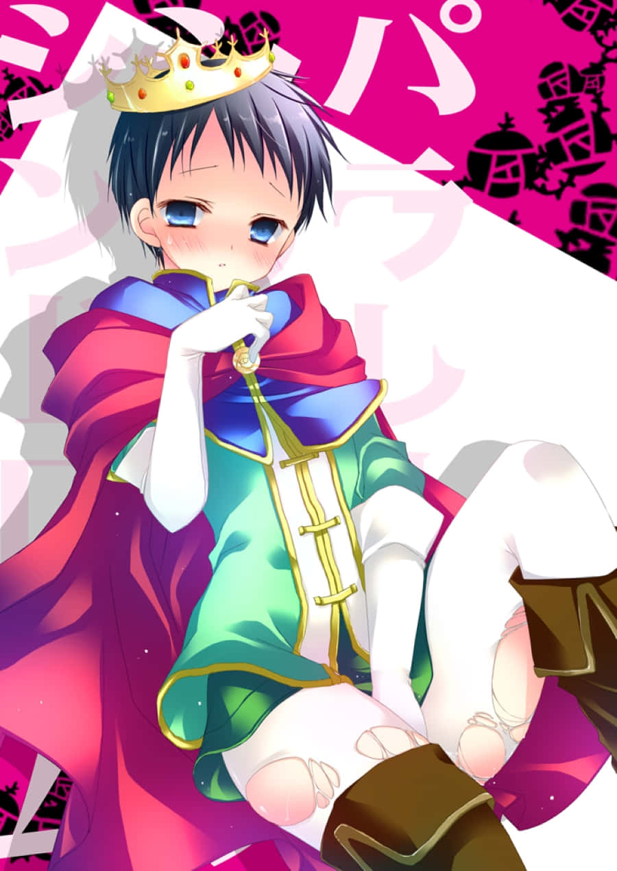 Mikado Ryuugamine, golden crown, red cape, SD Phone Wallpaper