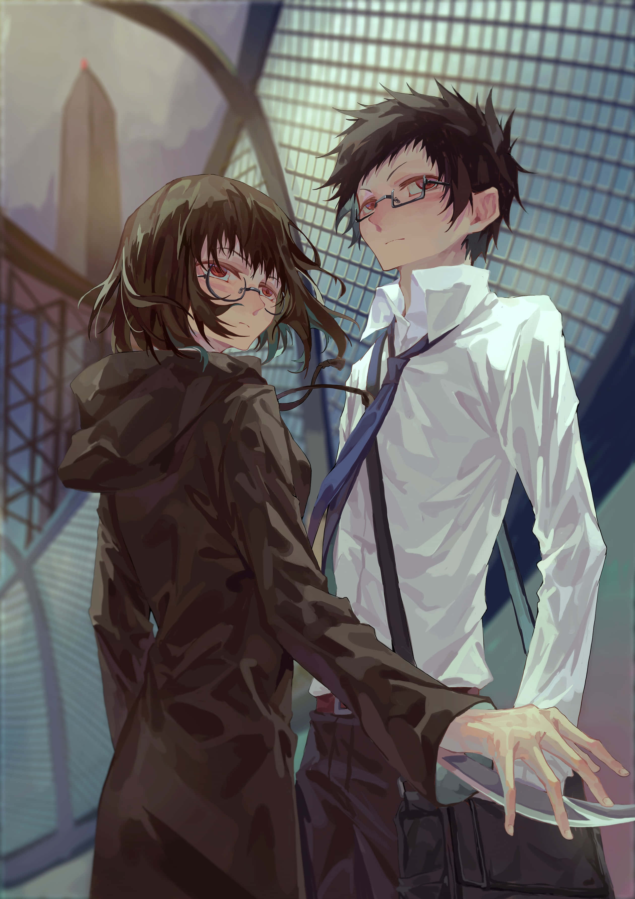 Mikado Ryuugamine, city, geometric architecture, 2K Phone Wallpaper
