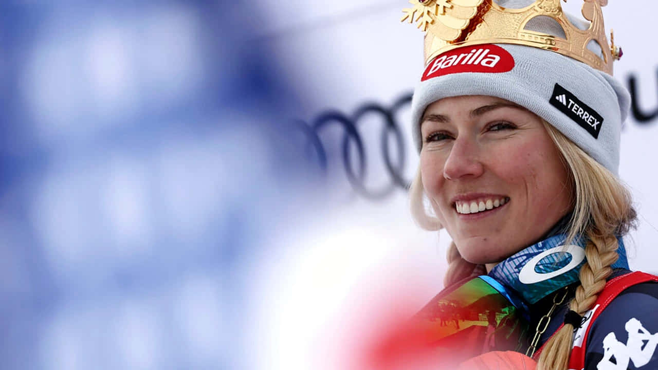 Mikaela Shiffrin, gold crown, branded beanie, HD Desktop Wallpaper