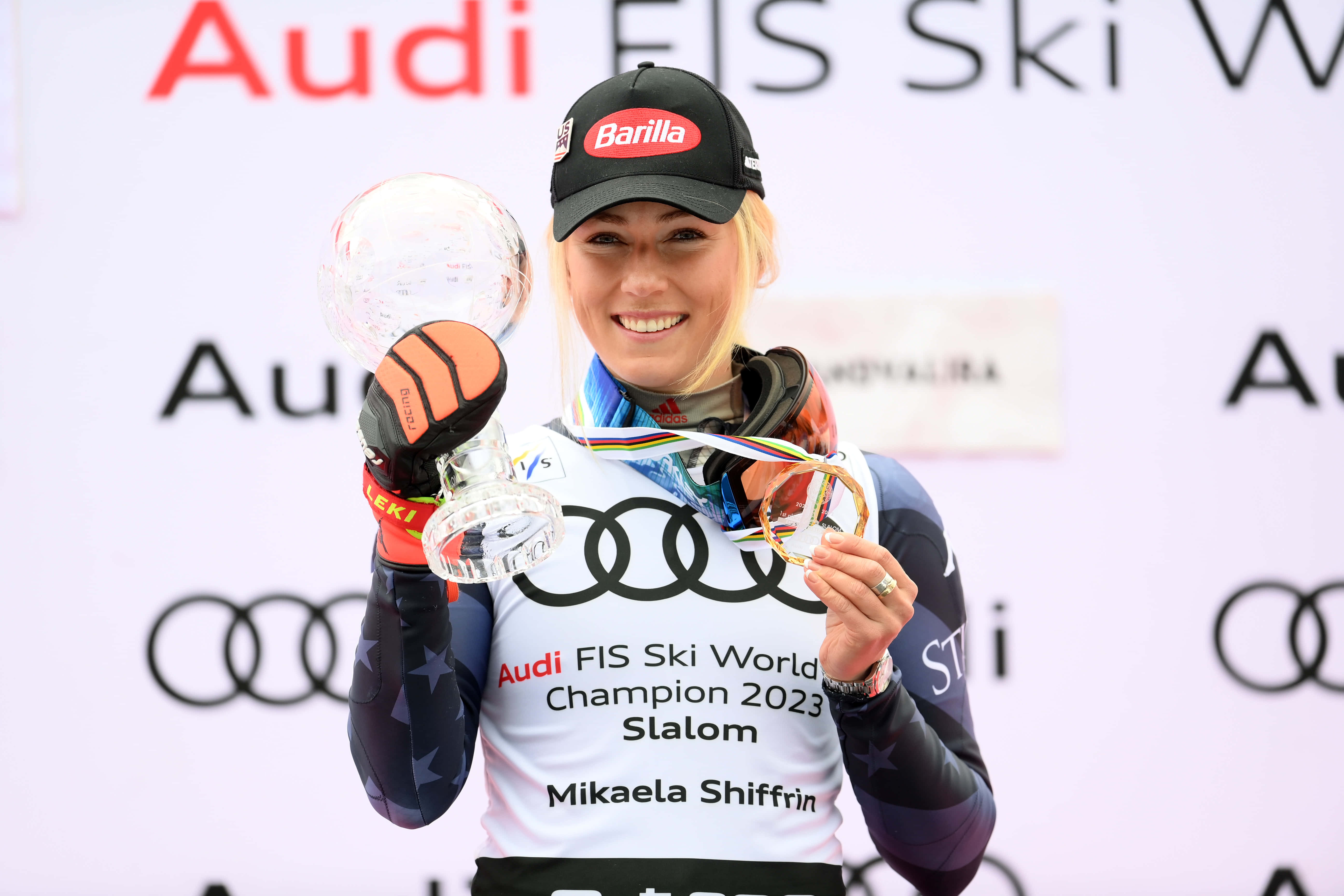 Mikaela Shiffrin, 2023 Audi FIS Ski World Championship, slalom podium, 5K Desktop Wallpaper