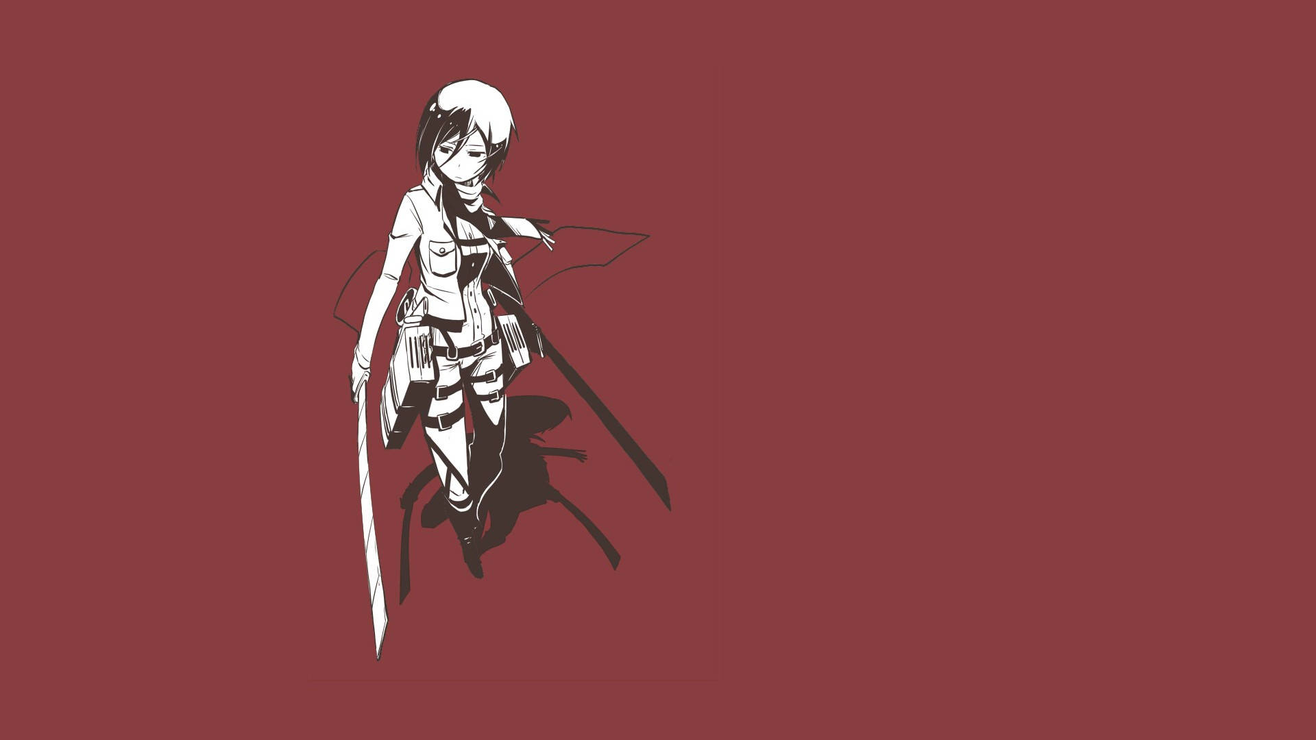 Mikasa Ackerman, white hair, sword, Full HD Desktop Wallpaper