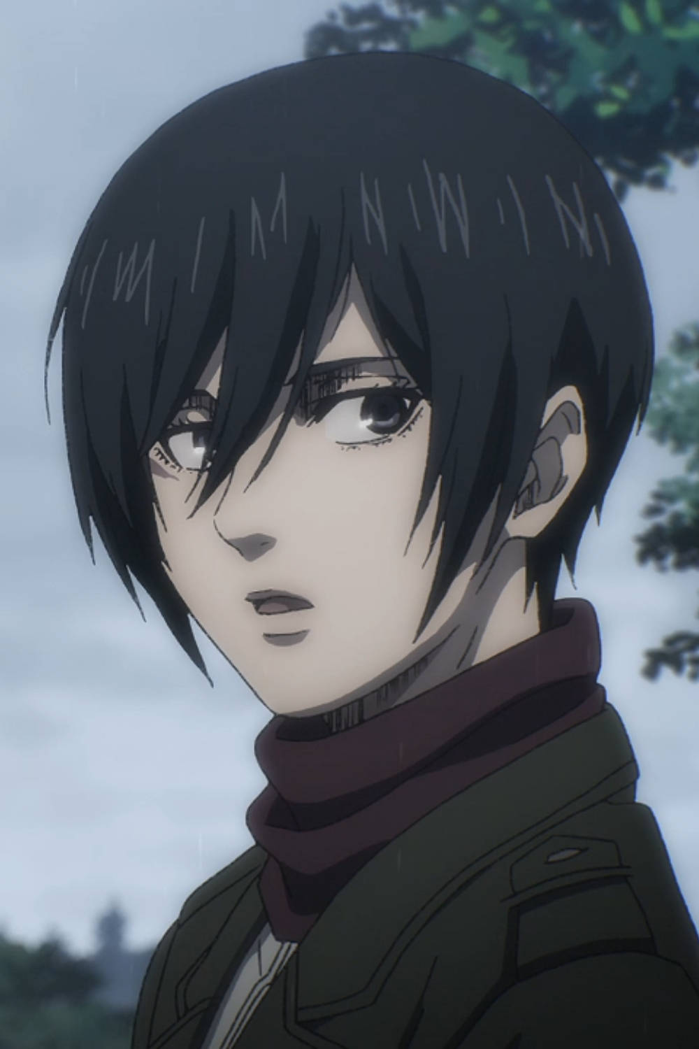 Mikasa Ackerman, short black hair, serious expression, HD Phone Wallpaper