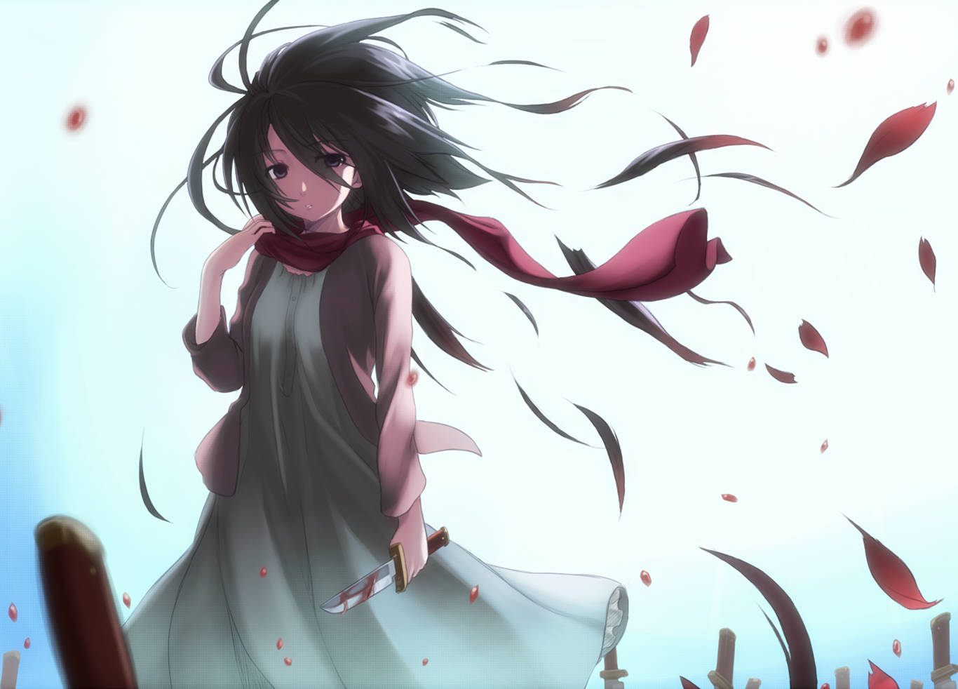 Mikasa Ackerman, child, dark hair, HD Desktop Wallpaper
