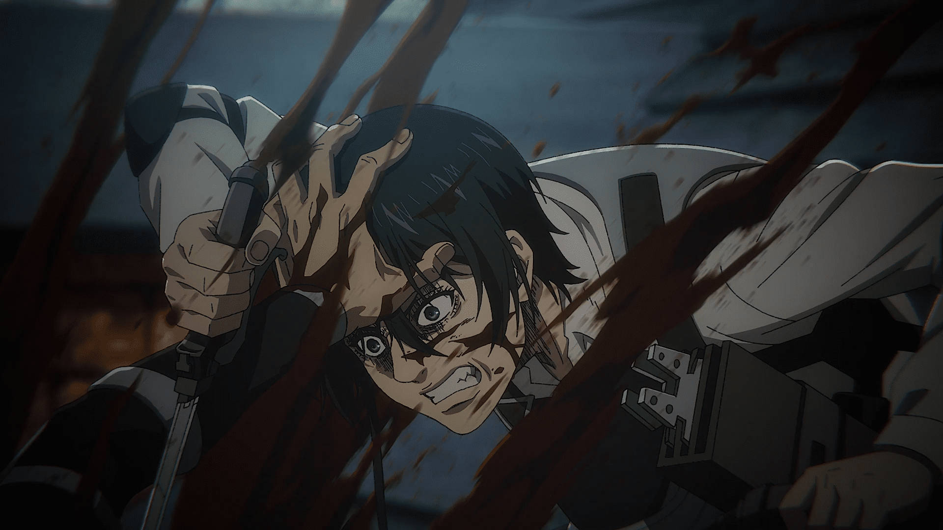 Mikasa Ackerman, white uniform, knife, Full HD Desktop Wallpaper