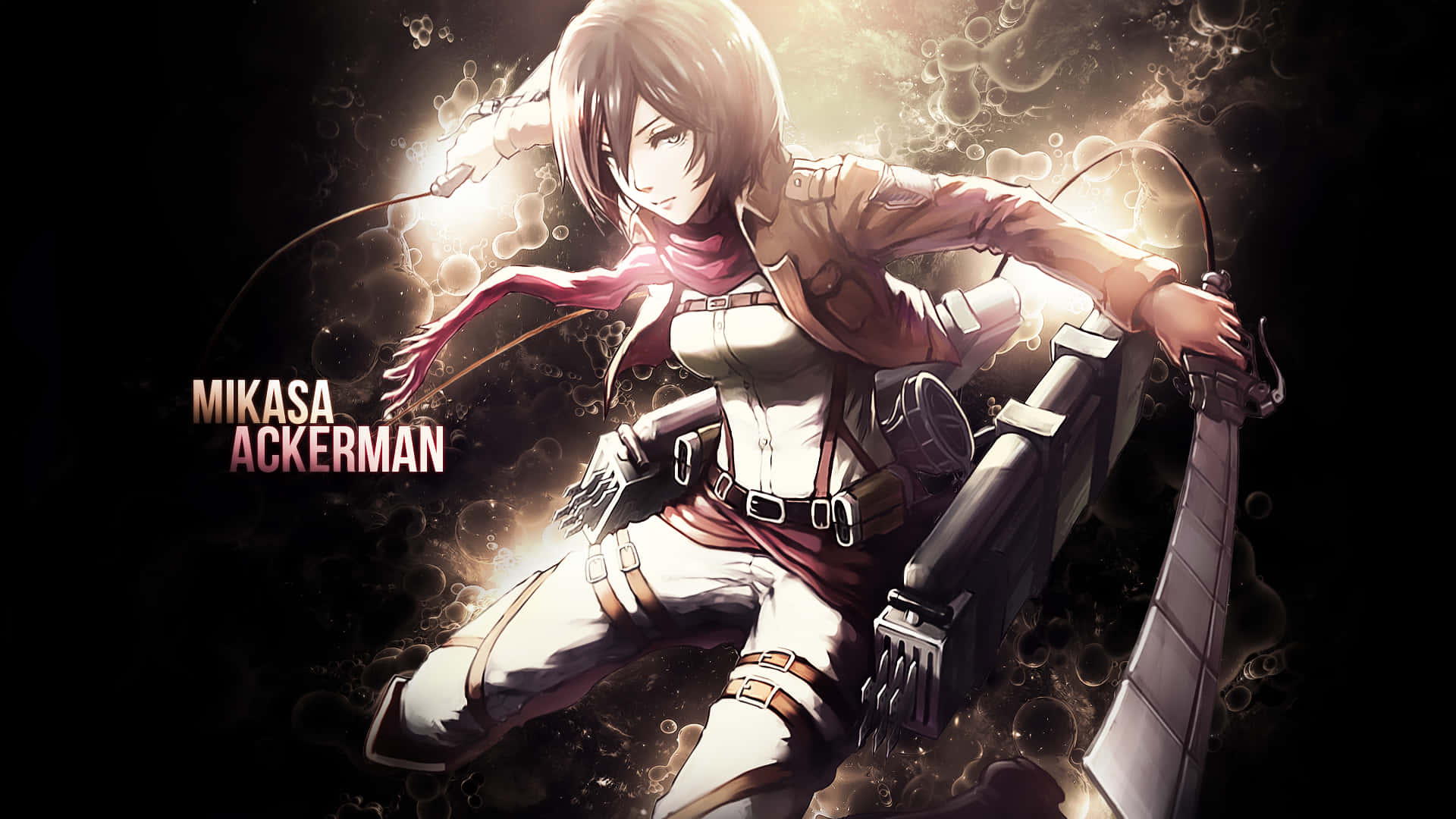 Mikasa Ackerman, combat gear, massive blade, Full HD Desktop Wallpaper