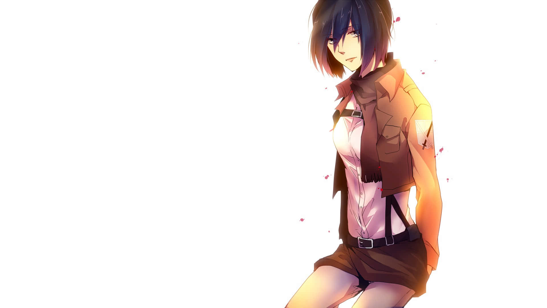 Mikasa Ackerman, short dark hair, warm lighting, Full HD Desktop Wallpaper
