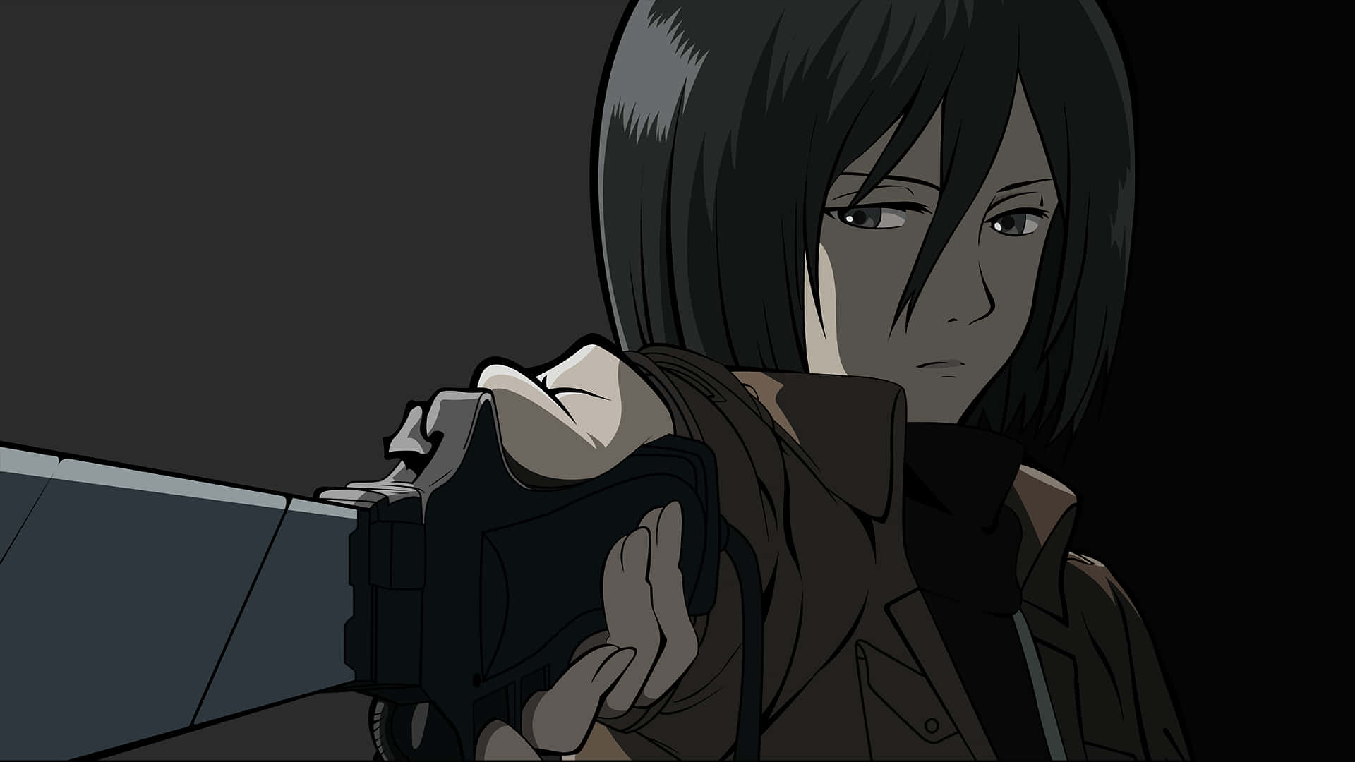 Mikasa Ackerman, anime girl, short dark hair, Full HD Desktop Wallpaper