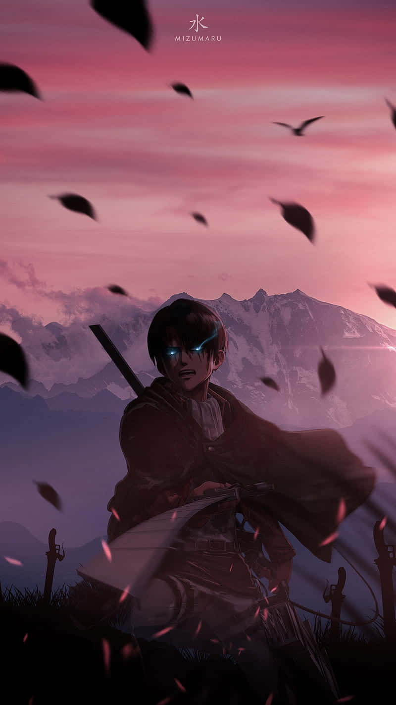 Mikasa Ackerman, dusk, pink sky, HD Phone Wallpaper