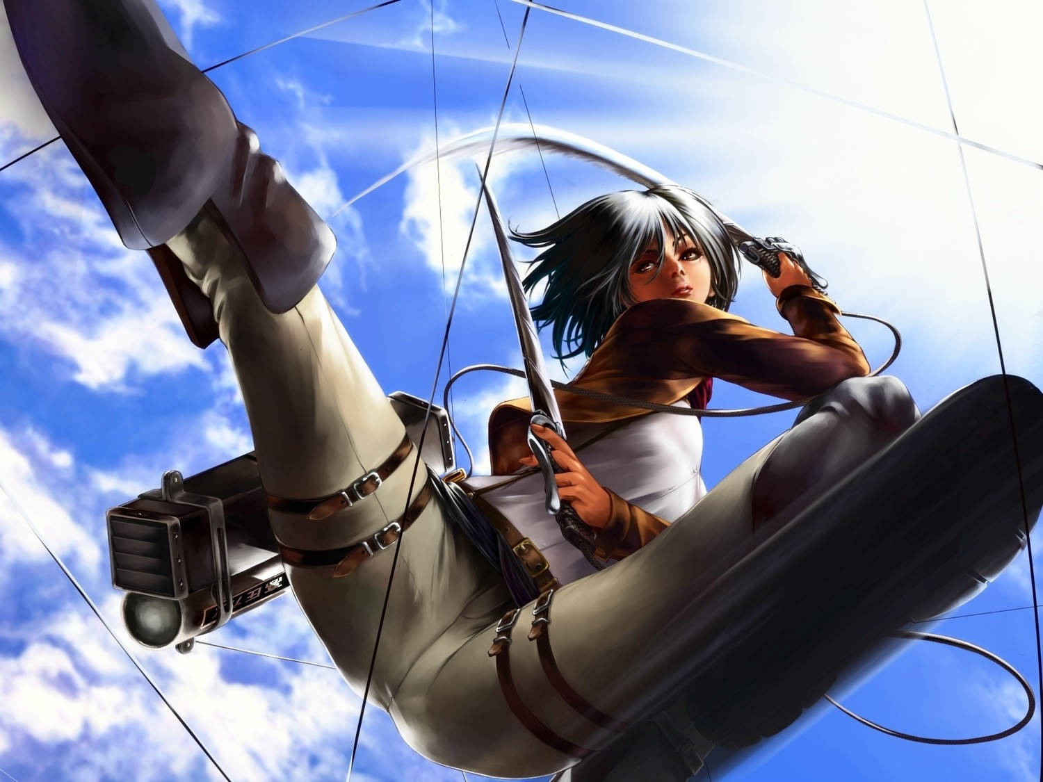 Mikasa Ackerman, maneuver gear, curved blade, HD Desktop Wallpaper
