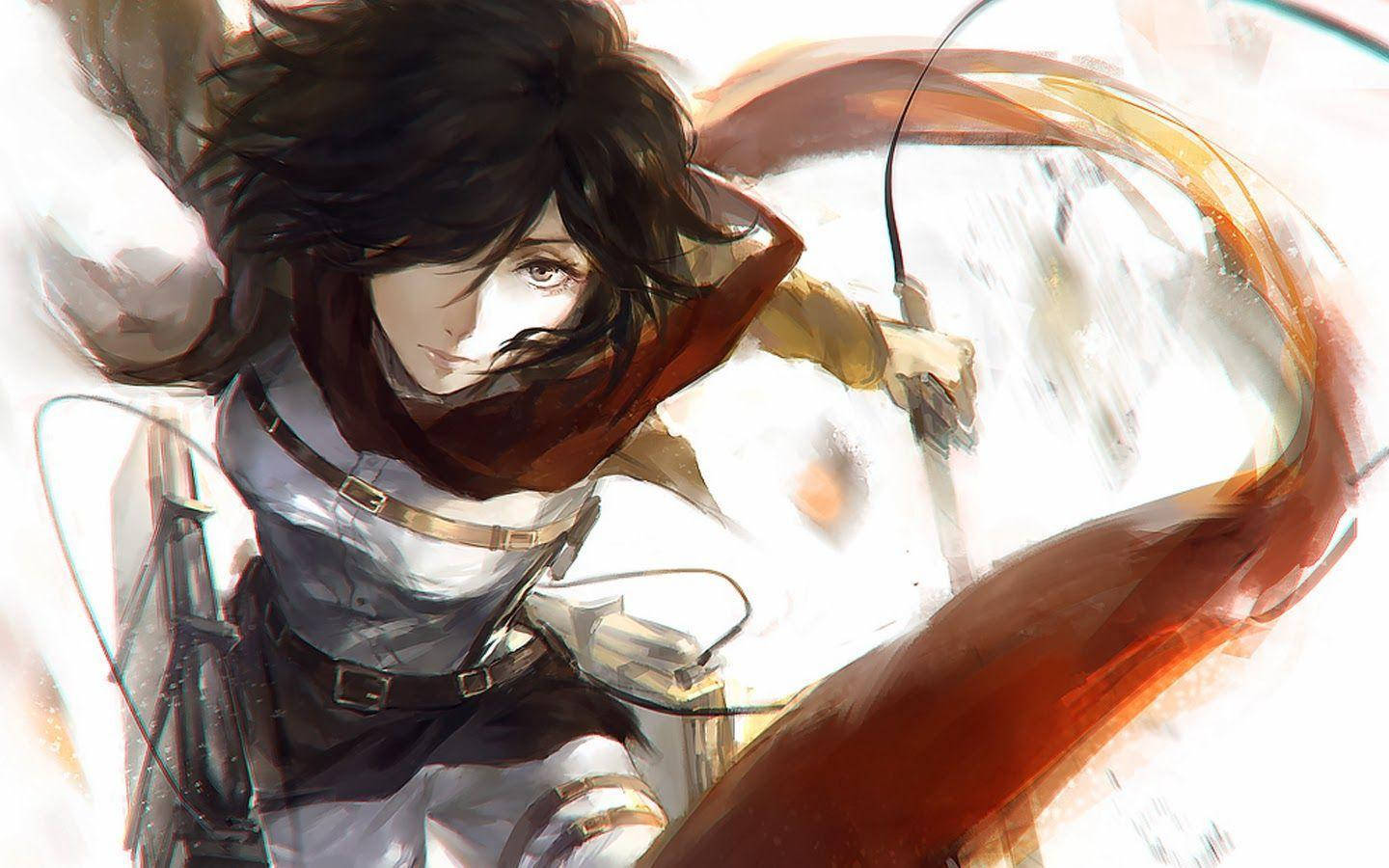Mikasa, watercolor painting, dark hair, HD Desktop Wallpaper