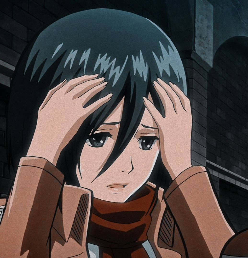 Mikasa, dark hair, dim brick-walled alley, SD Phone Wallpaper
