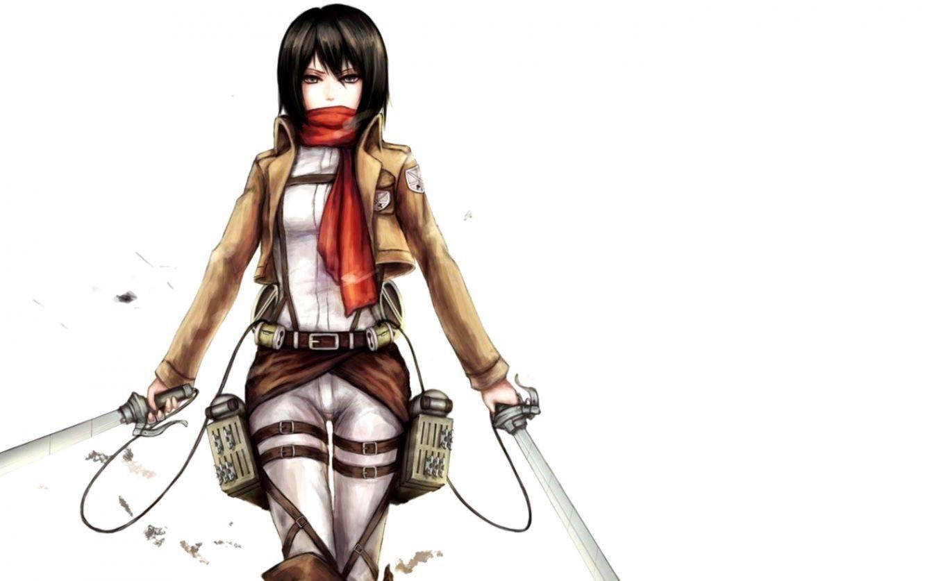 Mikasa, Fierce Look, brown jacket, HD Desktop Wallpaper
