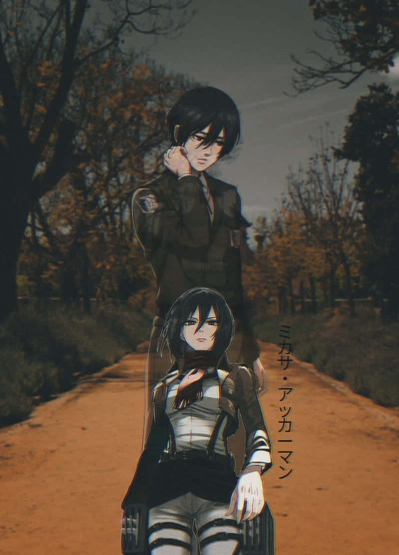 Mikasa, anime characters, dirt path, SD Phone Wallpaper