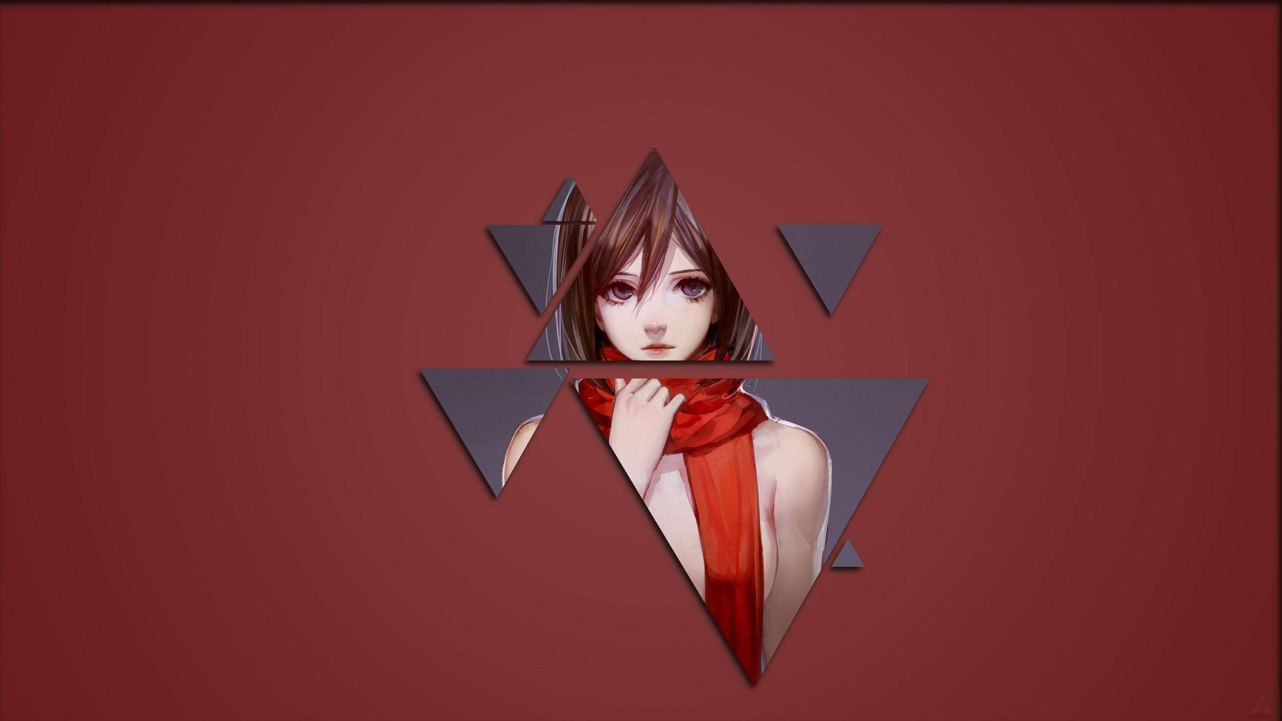 Mikasa, anime girl, brown hair, 2K Desktop Wallpaper