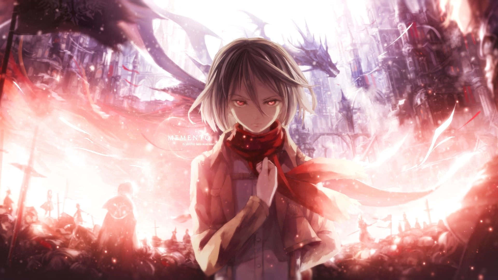 Mikasa, red eyes, scarf, Full HD Desktop Wallpaper