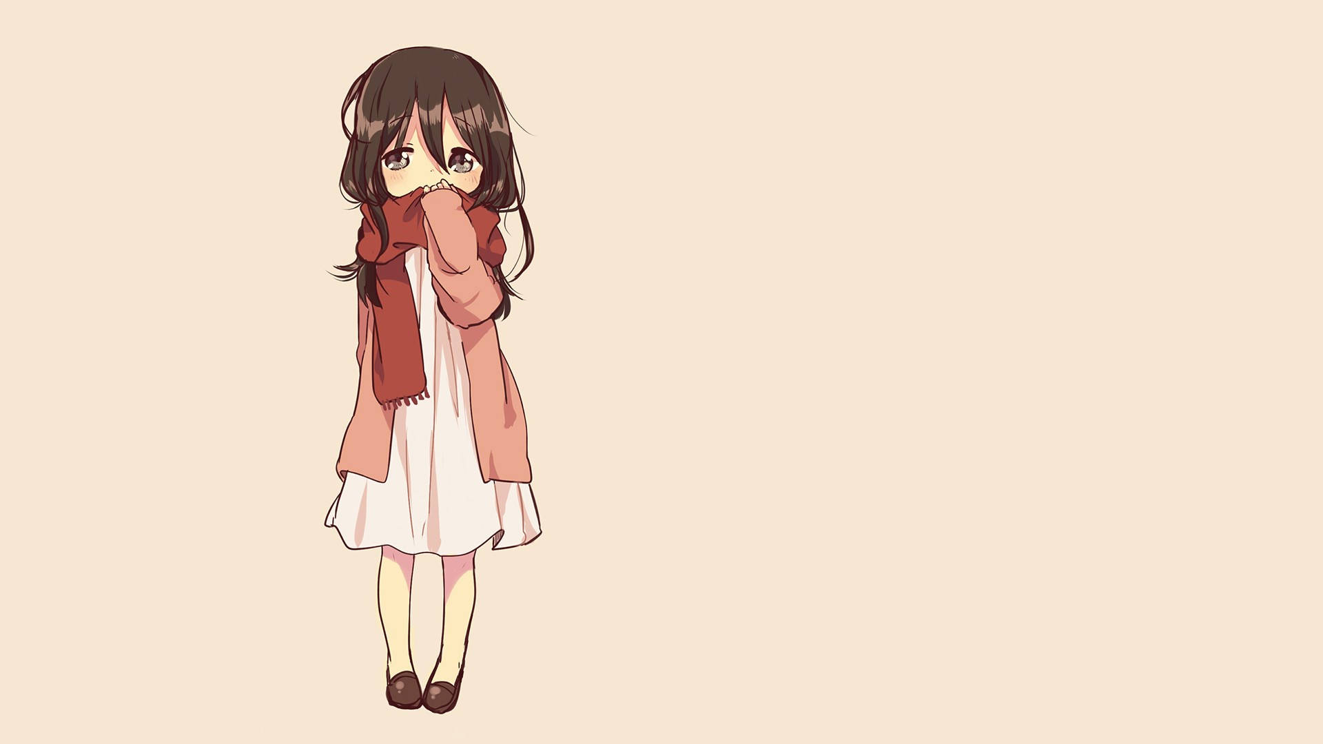 Mikasa, cute dress with scarf, pink coat, Full HD Desktop Wallpaper
