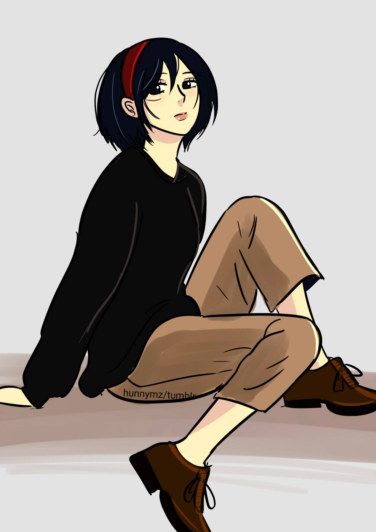 Mikasa, short black hair, red headband, HD Phone Wallpaper
