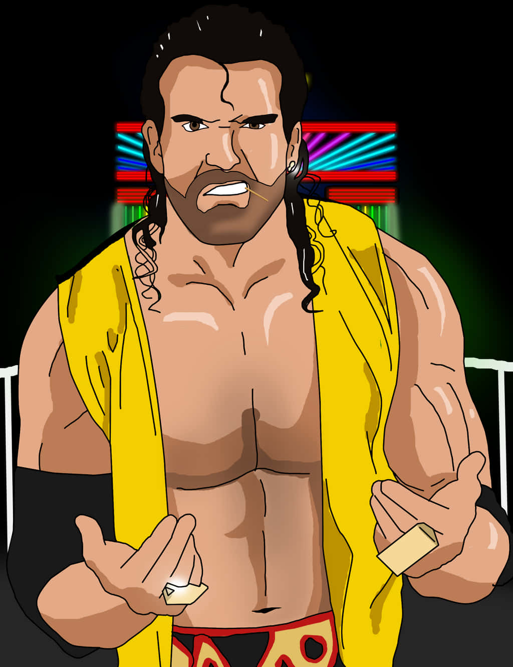 Mike Awesome, yellow robe, neon lights, HD Phone Wallpaper