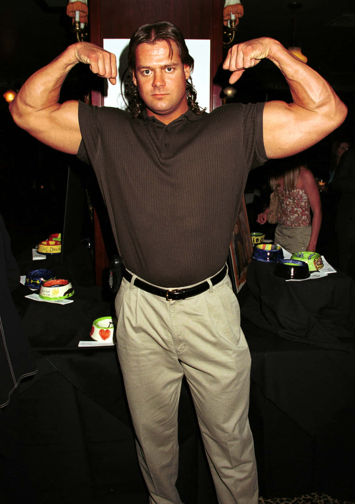 Mike Awesome, muscular man, long dark hair, HD Phone Wallpaper
