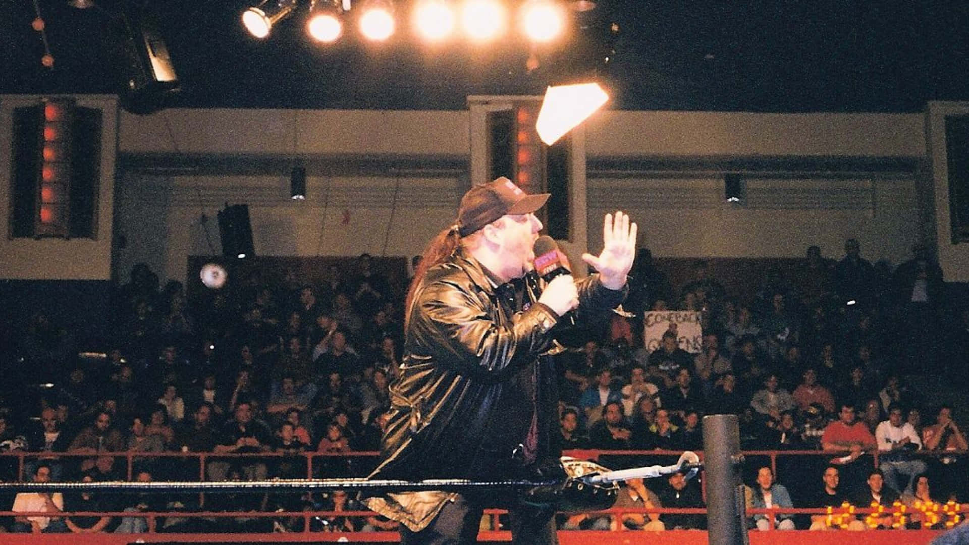 Mike Awesome, shiny black jacket, cap, Full HD Desktop Wallpaper