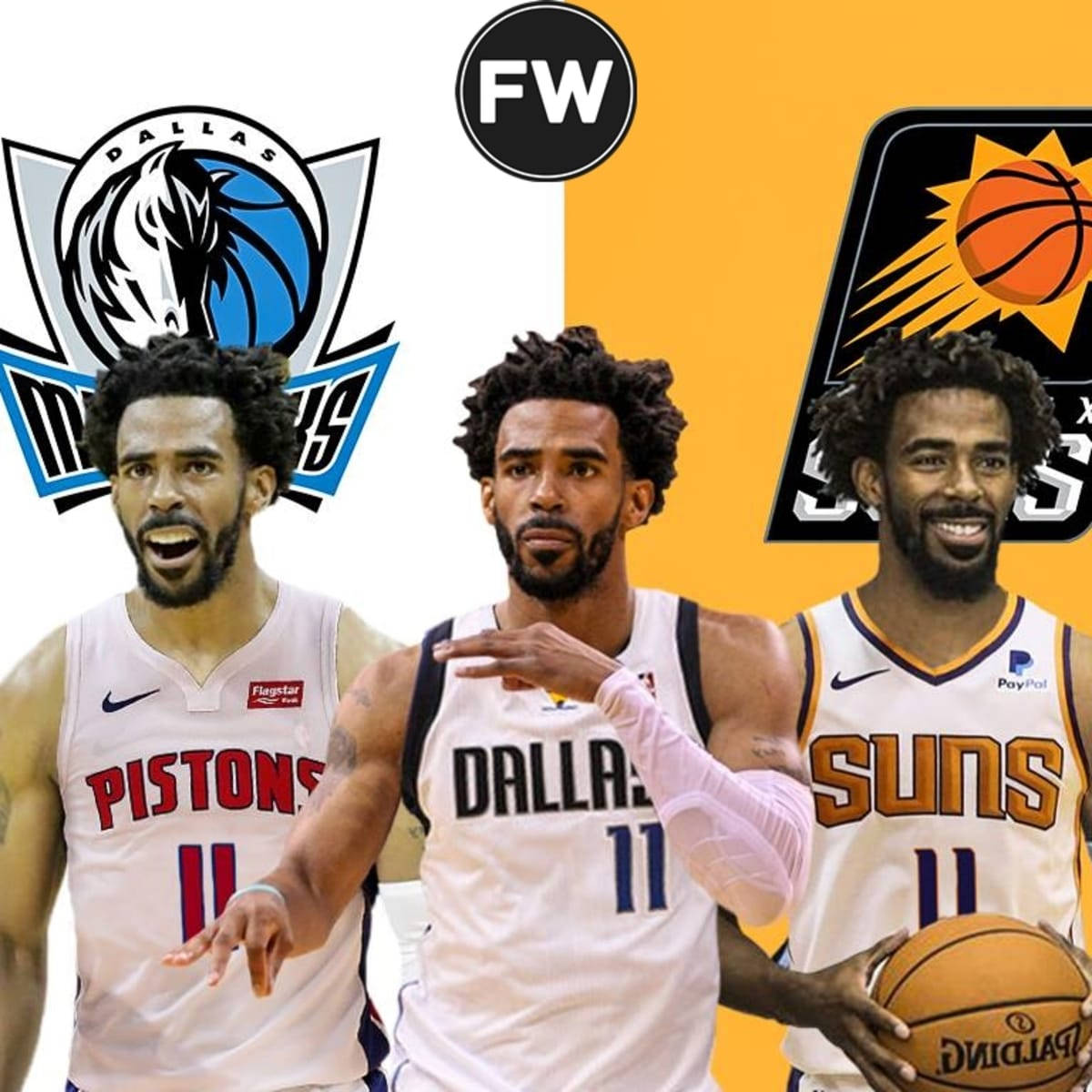 Mike Conley, three different team jerseys, team logos, SD Desktop Wallpaper