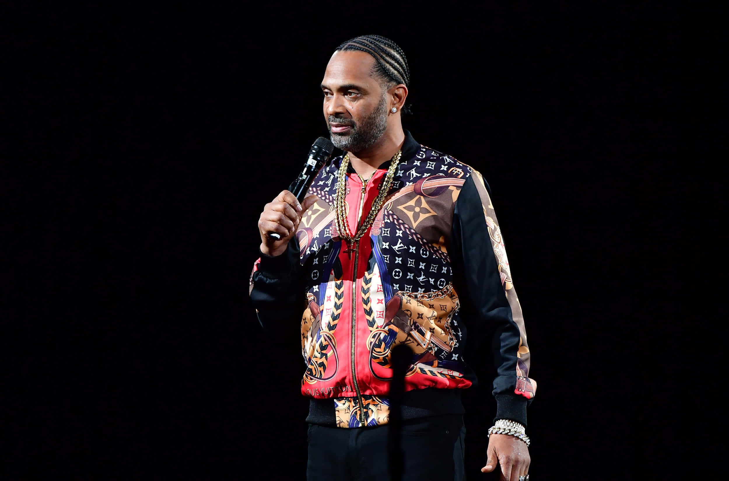 Mike Epps, textured grey wall backdrop, dark stage, Full HD Desktop Wallpaper