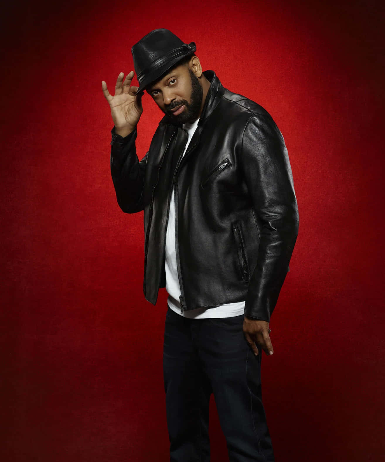 Mike Epps, black leather jacket, fedora, HD Phone Wallpaper