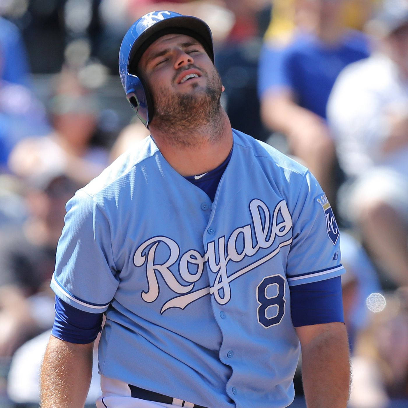 Mike Moustakas, light blue Royals jersey, number 8, HD Desktop Wallpaper